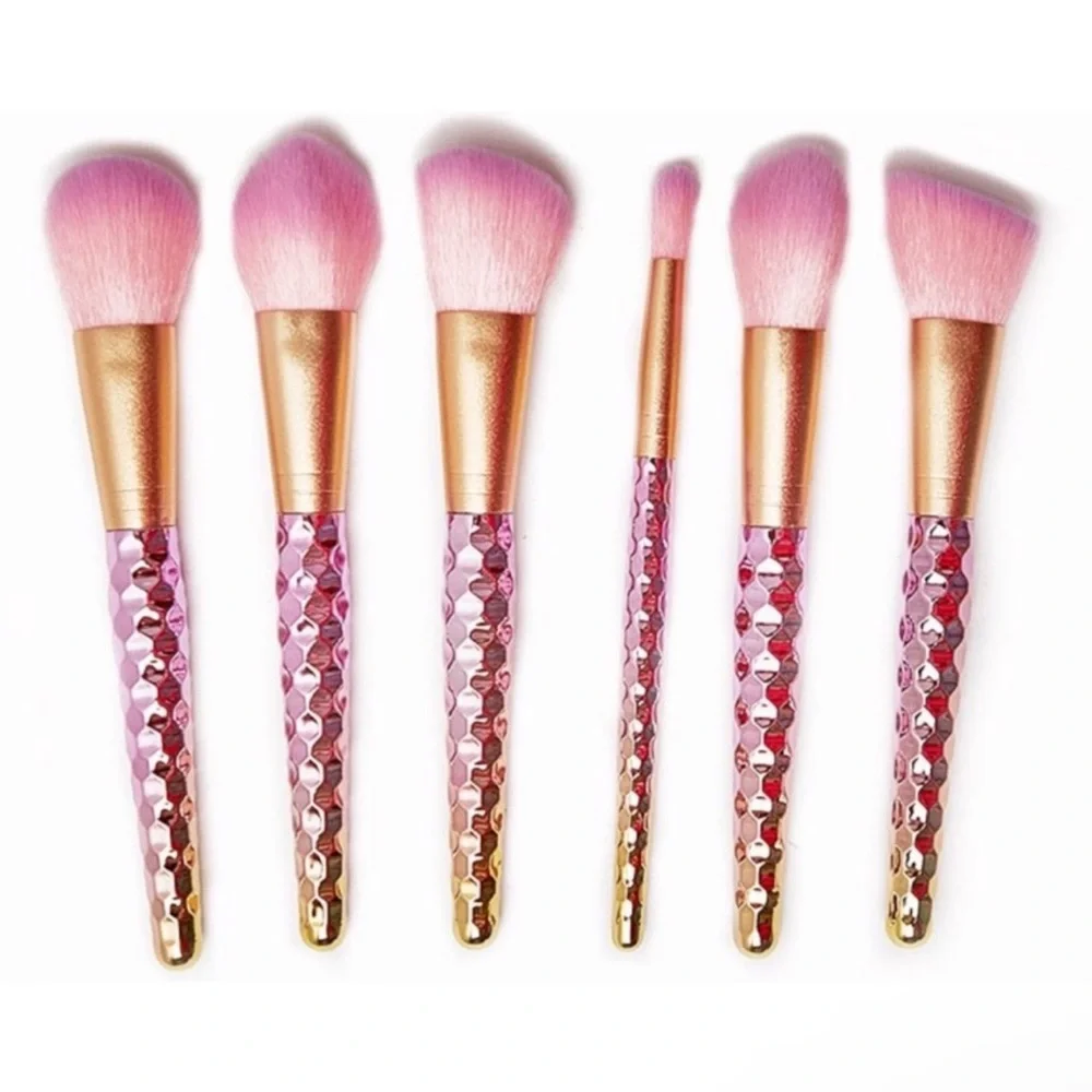 SLMISSGLAM Unicorn Brush Set 6 Brush Set Pink Purple Yellow & Gold
